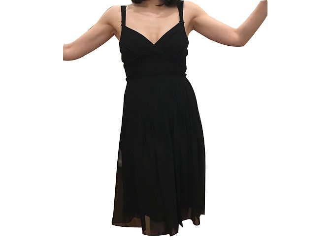 Les Petites Schwarzes Plissee Abendkleid