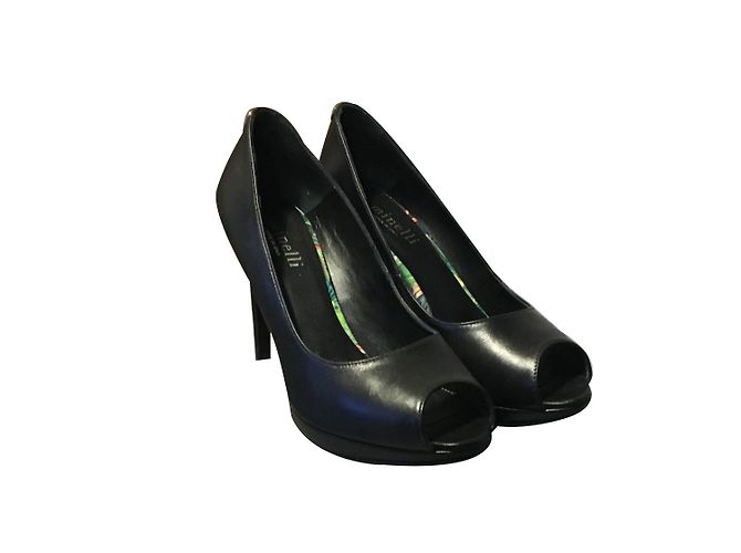 Décolleté Minelli in pelle nera con punta aperta Nero