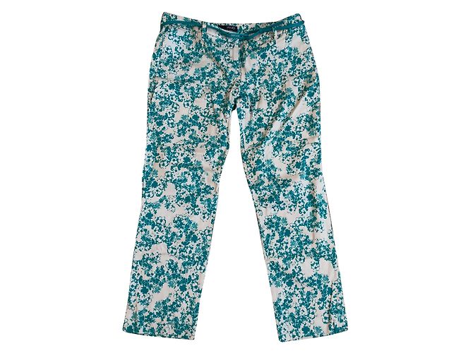 Liu.Jo Multicolor Printed Pants with Belt Mustard