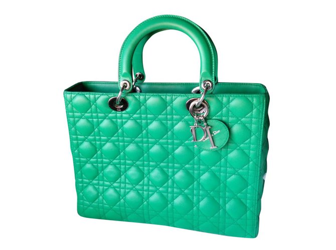 Christian Dior Saco Grande Senhora Dior Verde Couro  ref.68353