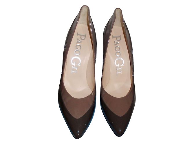 Paco Gil Combo Lackleder Pumps Taupe Größe 38 Khaki