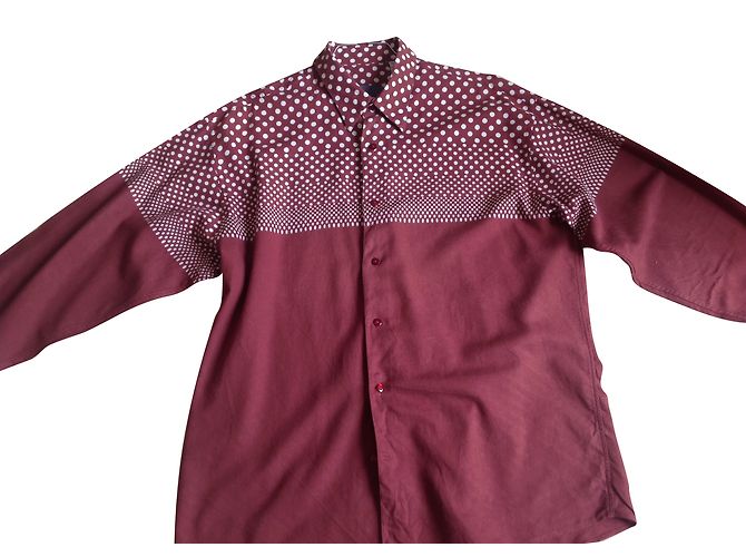 Camicia Kenzo Bordeaux con pois irregolari cotone XL Bordò