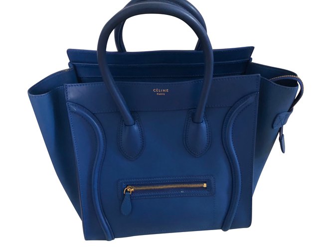 Céline bagagem Azul Couro  ref.68419