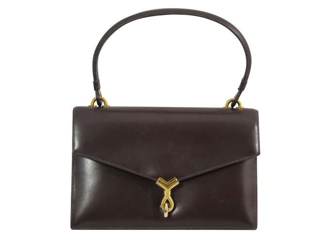 Hermès Handbags Dark brown Leather  ref.68422