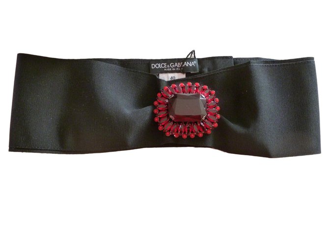 Dolce & Gabbana Cinturones Negro Algodón Vidrio Acetato  ref.68446