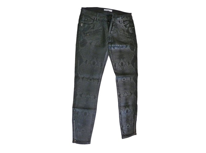 Pierre Balmain Slim Jeans Python Print Schwarz Python drucken 