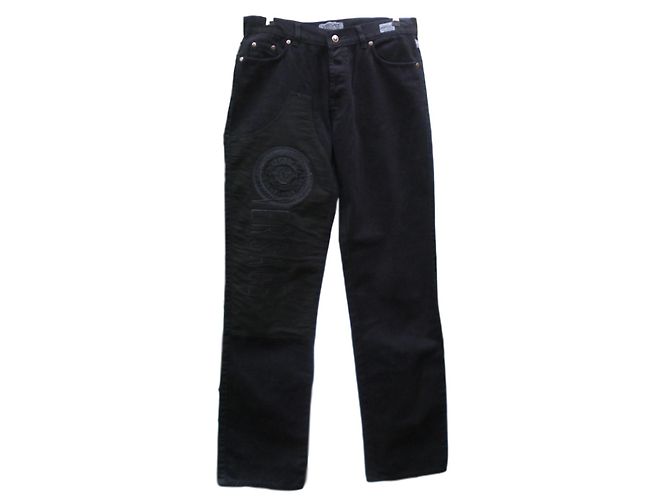 Vaqueros Versace de algodón negro para hombre