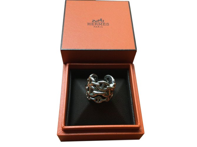 Hermès Ring Chaîne d’Ancre Silvery Silver  ref.68470