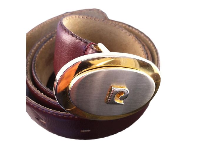 Cinto Pierre Cardin de couro bordô Bordeaux