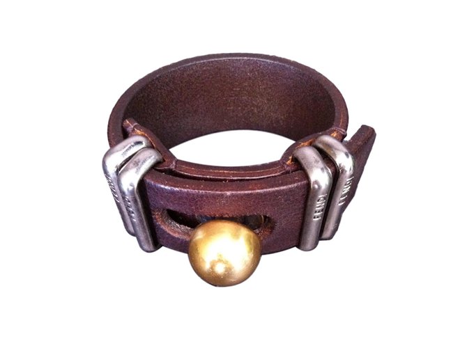 Fendi Bracelets Dark brown Leather  ref.68478