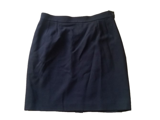 Yves Saint Laurent Skirt Navy blue Polyester  ref.68599