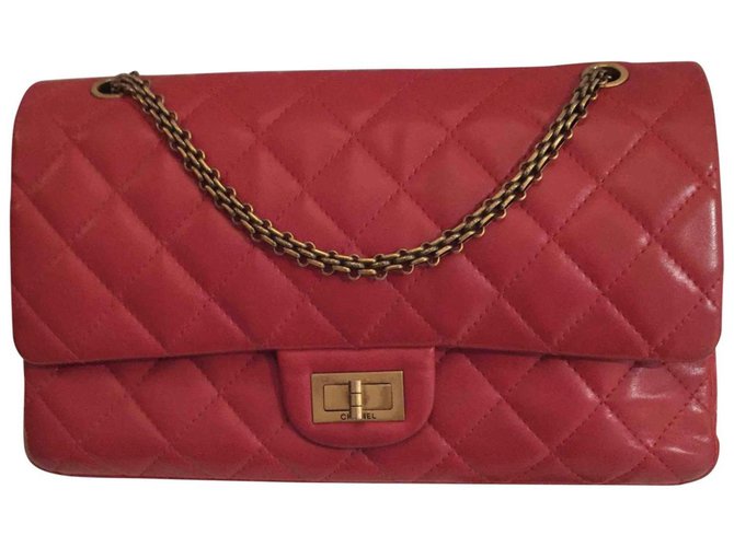 2.55 Chanel Handtaschen Rot Leder  ref.68603