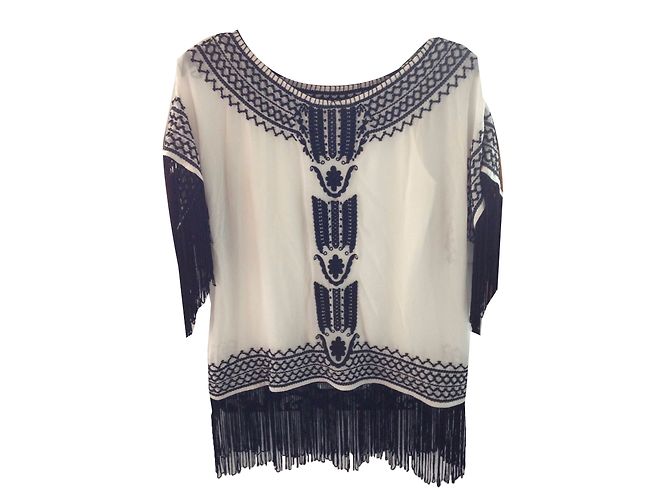 Alice + Olivia Top de georgette de seda blanco Nathalie