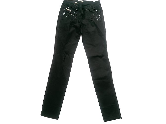 Jeans Diesel Slim Fit Neri con Paillettes e Bande Laterali Nero