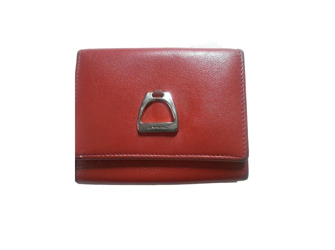 Lancel Brieftasche Rot Leder  ref.68638