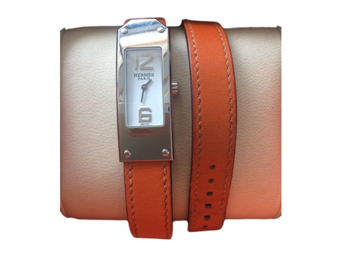 Hermès Montre KELLY II Cuir Orange  ref.68650
