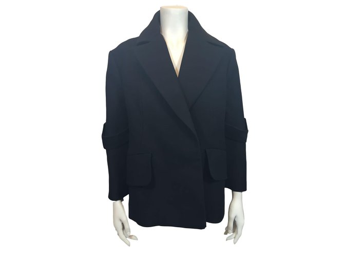 Céline pea jacket Black Silk Wool  ref.68669