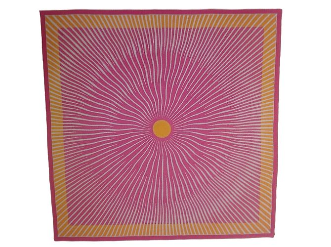Sciarpa Hermès Soleil in chiffon di seta Fucsia Rosso Multicolore Arancione