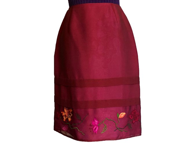 Kenzo Skirts Pink Dark red Silk  ref.68713
