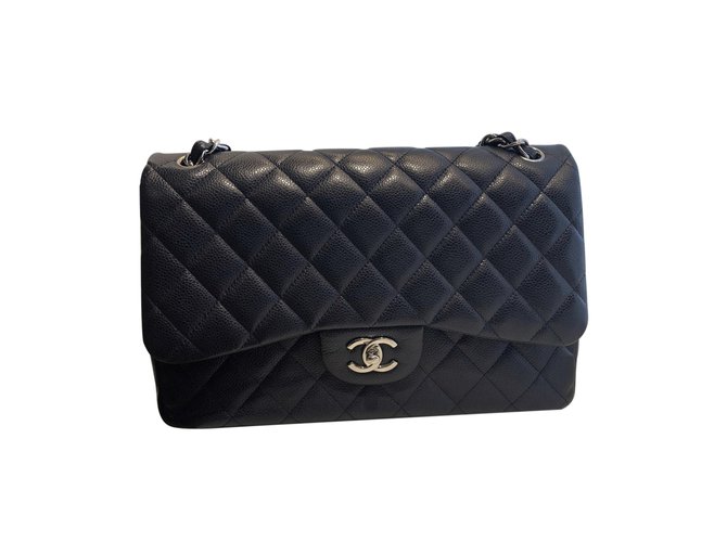 Chanel Timeless jumbo Blue Leather  ref.68743