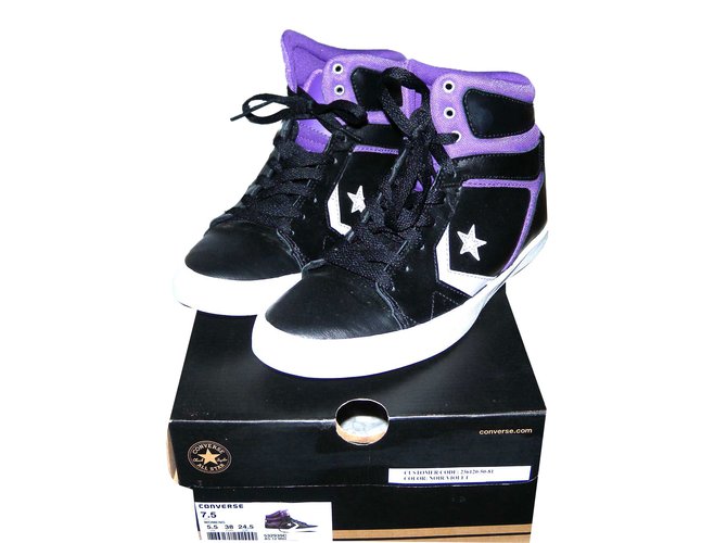 Converse Sneakers Black Purple Leather  - Joli Closet
