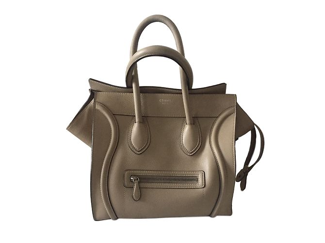 Céline Leder Handtasche Beige