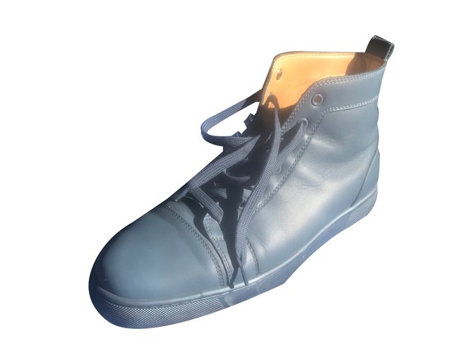 Christian Louboutin Sneakers Blue Grey Dark grey Leather  ref.68899