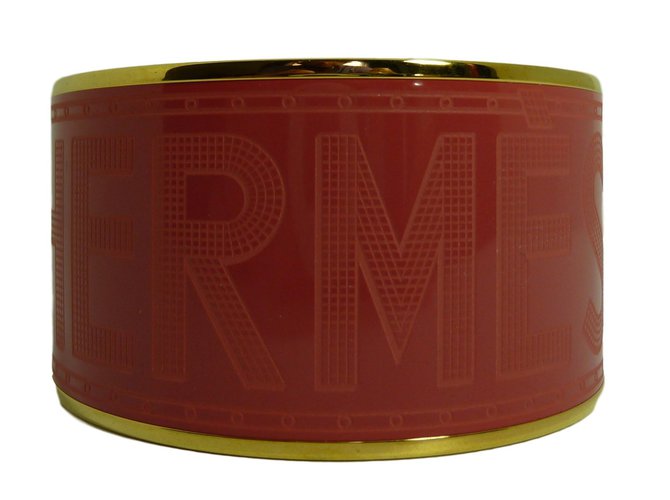 Hermès Armband Rot Metall Vergoldet  ref.68903