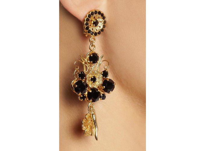 Dolce & Gabbana Earrings Black Golden  ref.68906