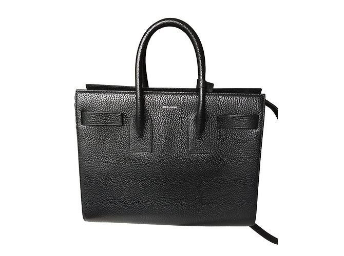 Saint Laurent Bolsa de couro preta Preto