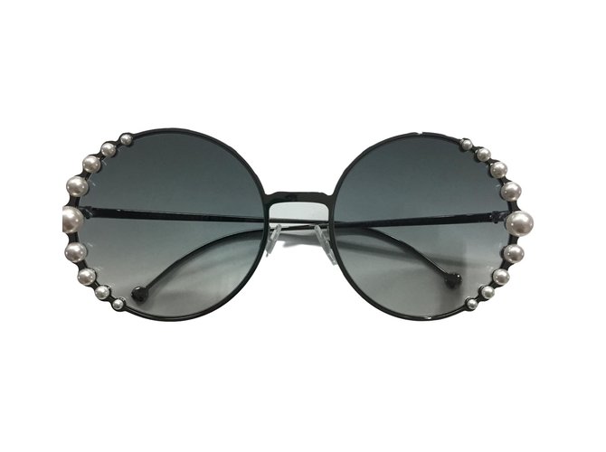 Fendi sunglasses ribbons and pearl new 100% Silvery Metal  ref.68928