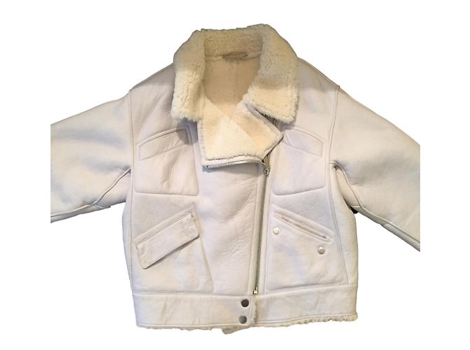 Chaqueta Biker Maison Ullens de Cuero Azul Cielo