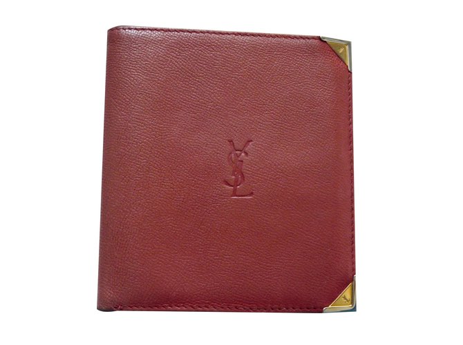 Yves Saint Laurent Vintage Brieftasche Rot Leder  ref.68975