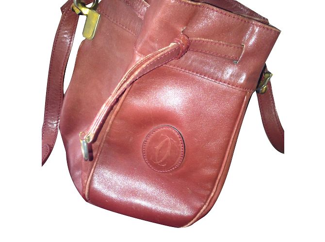 Borsa Cartier in pelle rosso scuro Bordò
