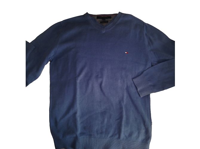 Tommy Hilfiger Pullover Blau aus Baumwolle V Ausschnitt