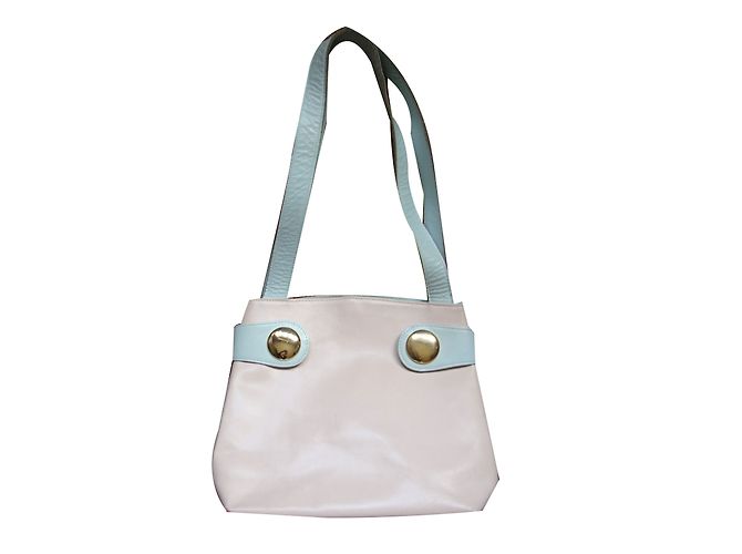 Borsa a fisarmonica in pelle inconnue Rosa e Blu Pastello