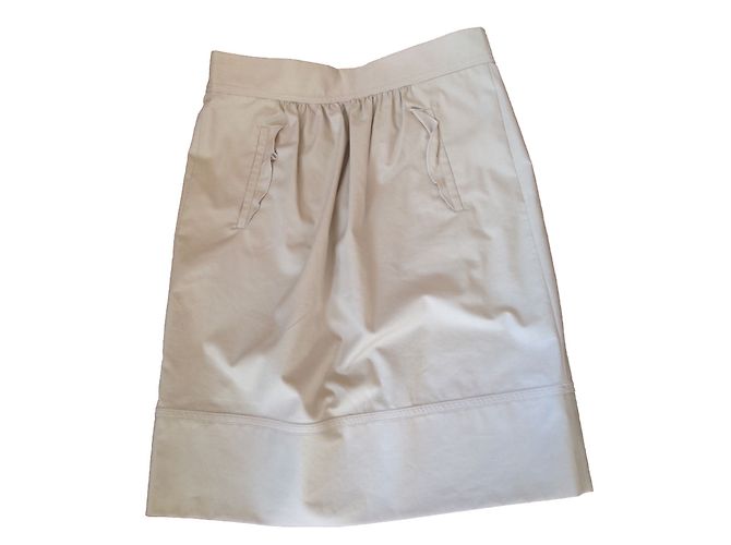 Falda Tara Jarmon beige de algodón con volantes