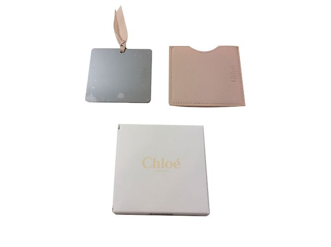 Specchio da borsa Chloé in metallo beige