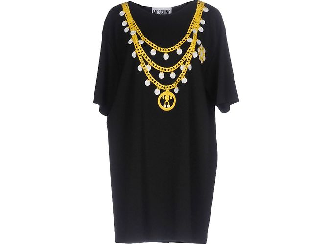 Vestido Moschino Couture de jersey negro con estampado de cadena