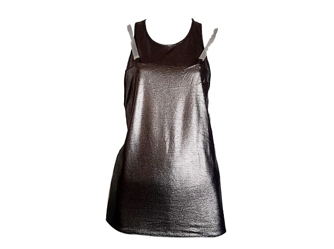 Top Pinko Prateado de Viscose com Correntes de Metal S Prata