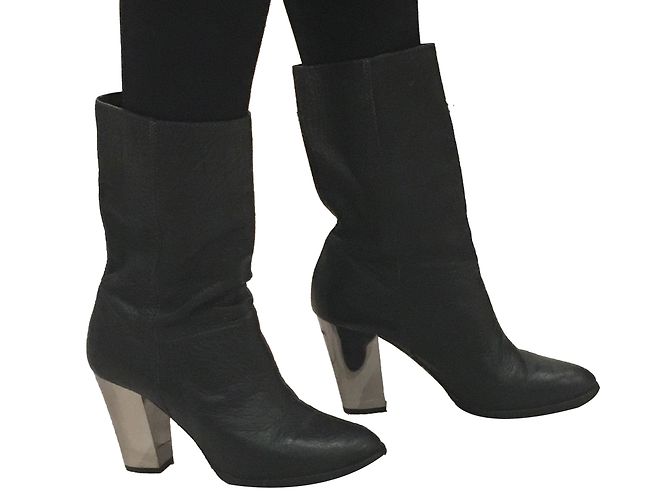 Jimmy Choo Graves Lederstiefel Schwarz Mid Calf