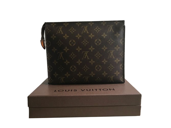 "Louis Vuitton 26" Clutch Bag Brown Leather  ref.69183