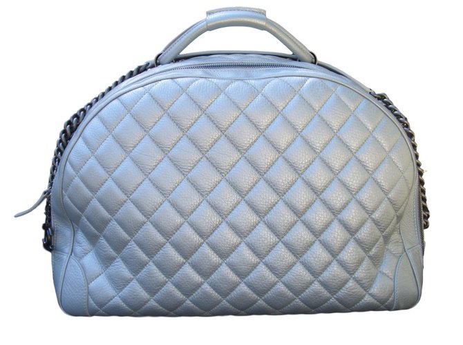 Chanel Travel bag Silvery Leather  ref.69191