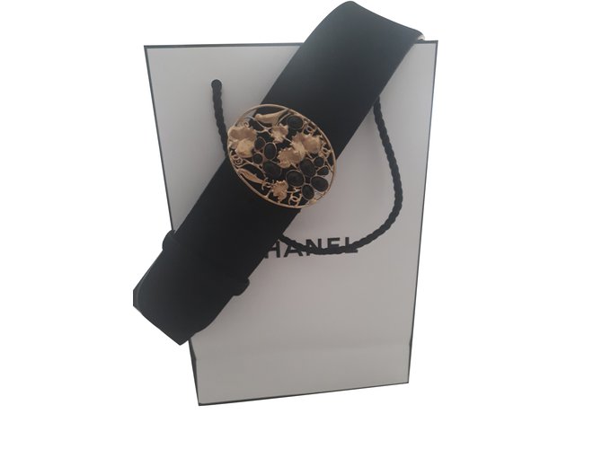 Chanel Belts Black Suede Leather  ref.69208