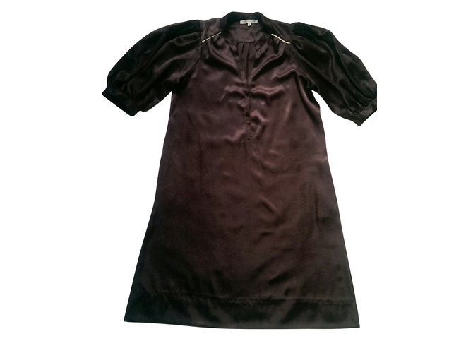 Maje Dresses Dark brown Silk Cotton  ref.69269