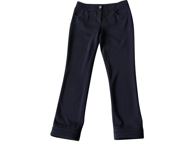 Chanel Pants Navy blue Wool  ref.69336