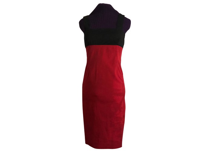 Autre Marque Rotes und schwarzes Kleid mit Trägern Baumwolle Elasthan  ref.69359