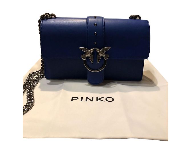 Borsa Pinko Love blu in pelle