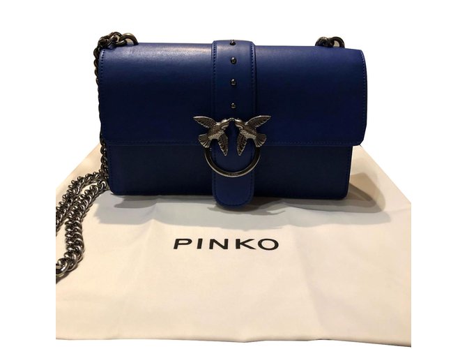 Pinko Love bag Blue Leather  ref.69435