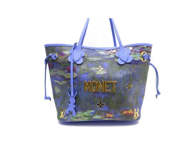 Neverfull Louis Vuitton Mai completo Masters Monet Rosa Blu D'oro Giallo